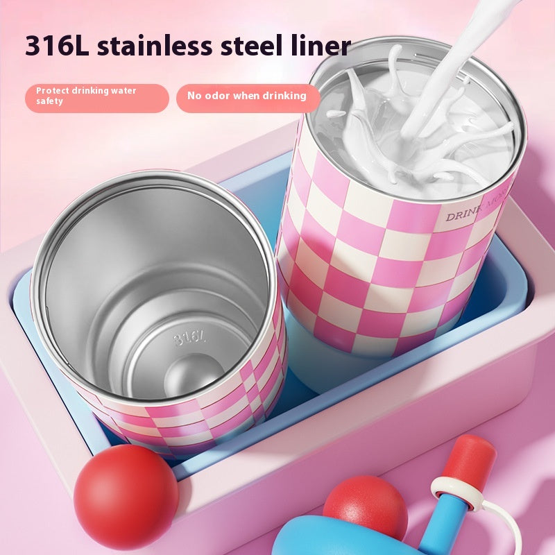 A Fashionable Woman With An Ice-free Insulated Cup