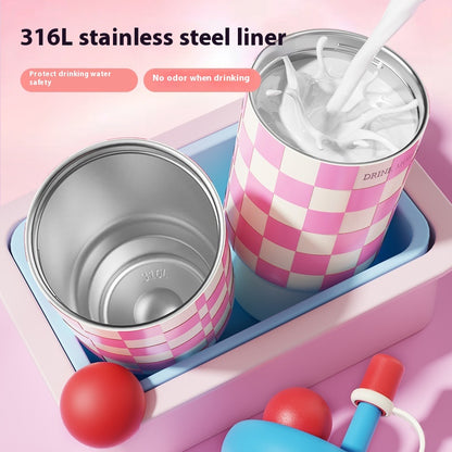 A Fashionable Woman With An Ice-free Insulated Cup