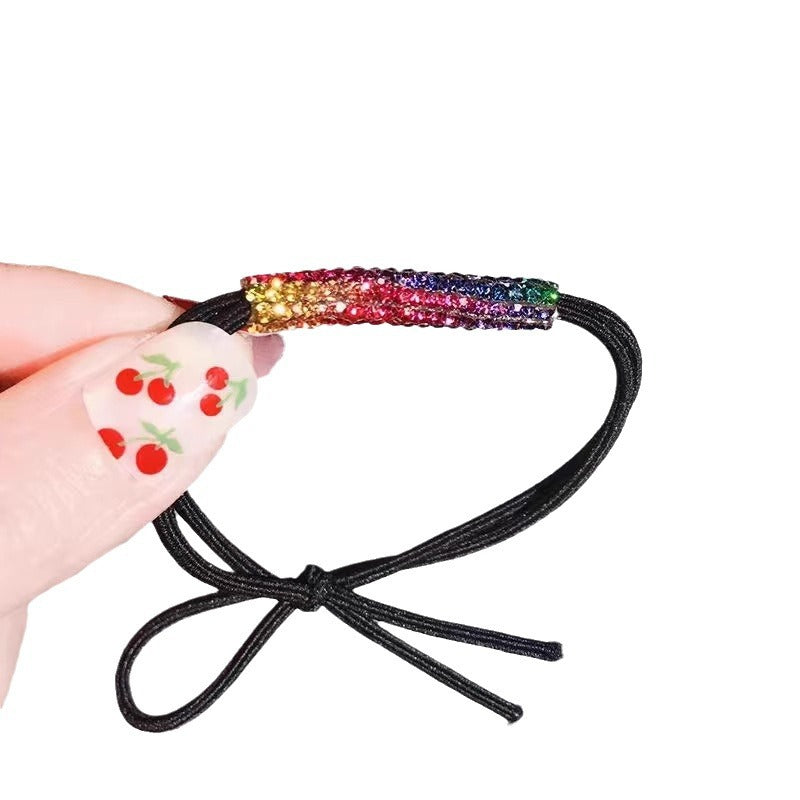 Damen-Pferdeschwanz-Haarring mit Kristall-Haaraccessoires, halber Haargummi, Diamant