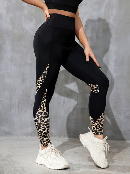 Color Contrast Patchwork Fashion Hip Raise High Waist Tight Sports Yoga Pants Leggings