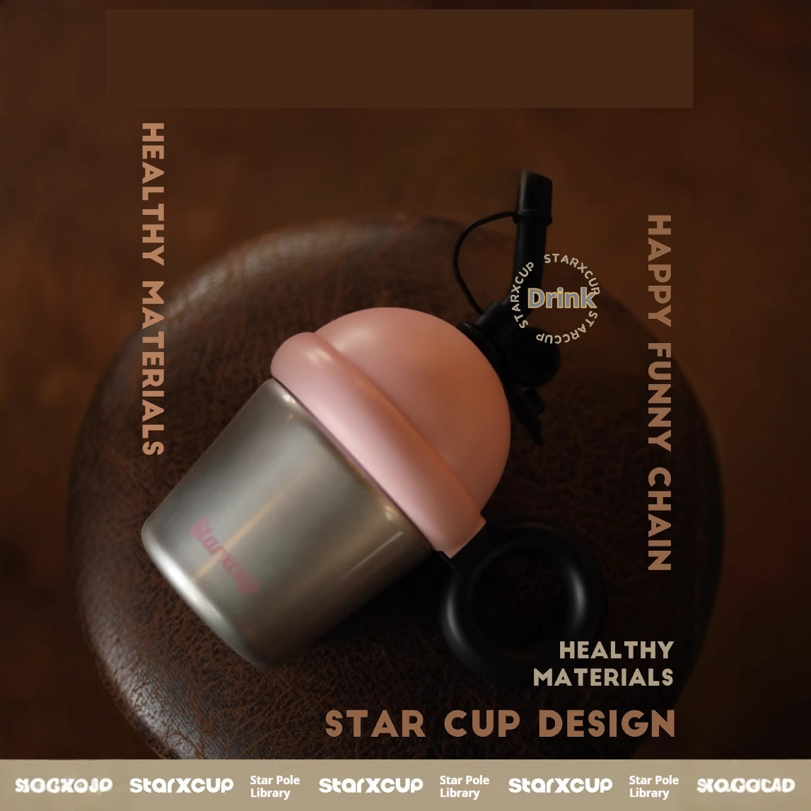 Tragbarer, großer, isolierter Edelstahl-Schreibtischbecher mit Strohhalm