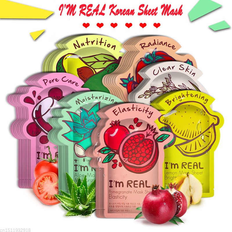 I'm REAL Skin Care Food Sheet Face Mask Feuchtigkeitsspendende, ölregulierende, aufhellende, porenverfeinernde Gesichtsmaske Koreanische Gesichtsmaske von Tony Moly Cosmetics 