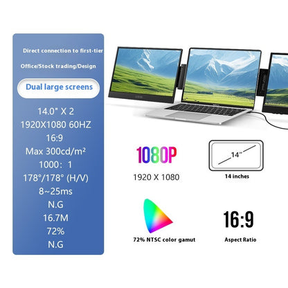 HD 14-Zoll-Bürodisplay mit Einzel- und Doppelbildschirm