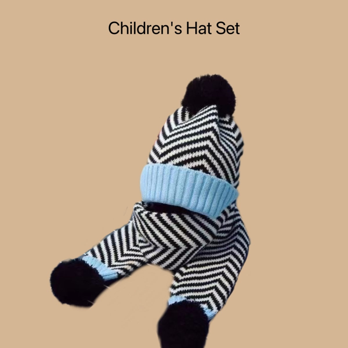 Zweiteiliges Kinder-Set aus Mütze und Schal, gestrickt, fleecegefüttert, für Jungen