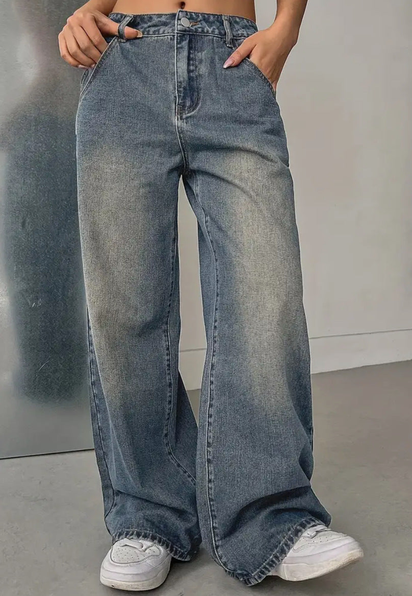 European And American Women's Washed Vintage Denim Pants
