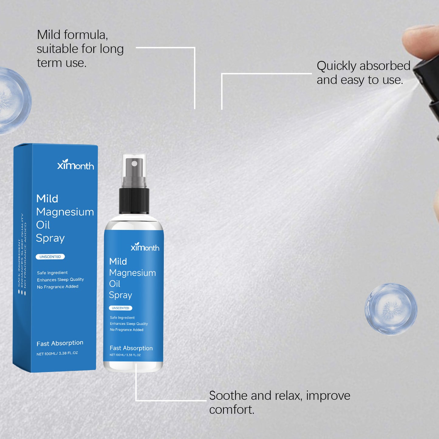 Nachtpflege-Spray mit ätherischen Ölen zur Linderung von Beschwerden und Schlafstörungen