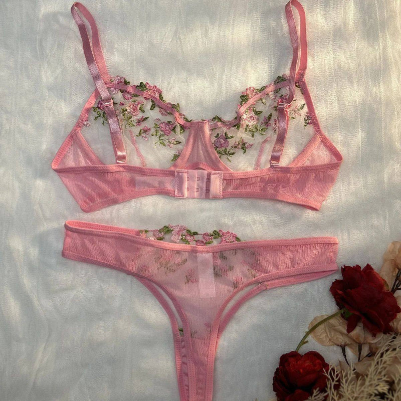 Sexy Dessous-Set aus edler Spitze für Damen, 2-teilig, transparentes Design