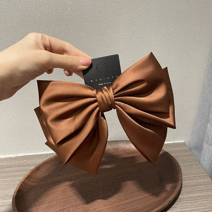 Women's Solid Color Drape Satin Bow Barrettes