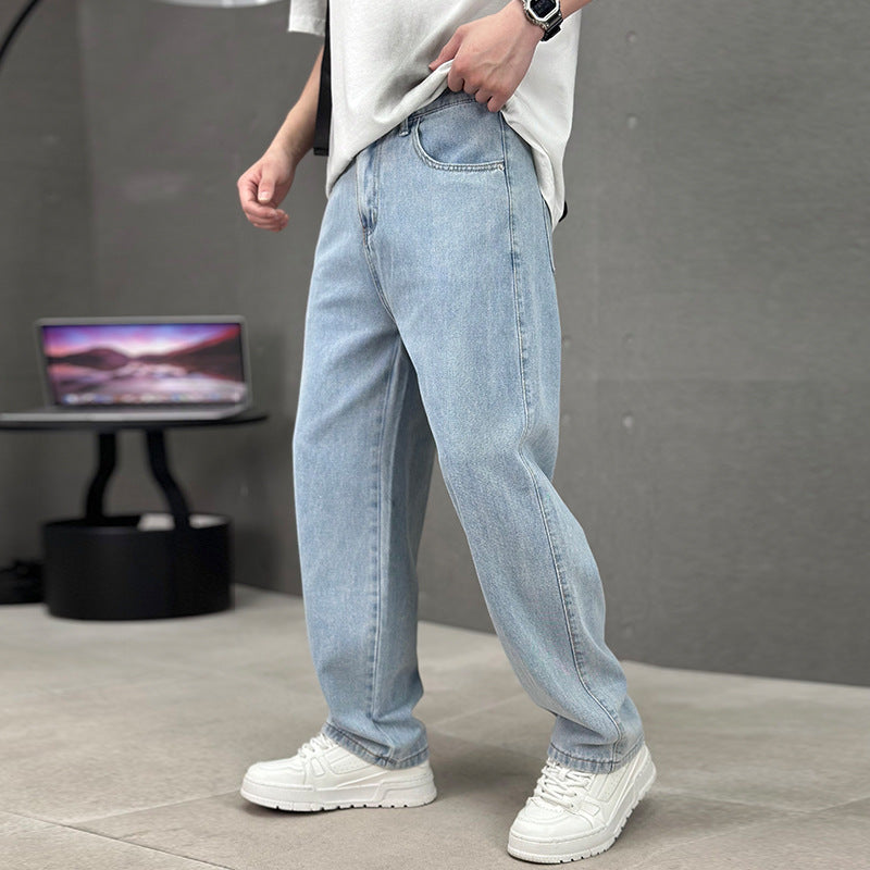 Modische Jeans mit Taschen, Herren-Jeans mit weitem Bein und geradem Schnitt, vielseitige, lässige lange Hosen, Streetwear-Kleidung