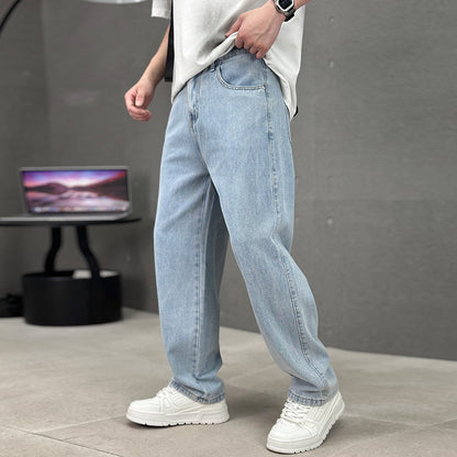 Modische Jeans mit Taschen, Herren-Jeans mit weitem Bein und geradem Schnitt, vielseitige, lässige lange Hosen, Streetwear-Kleidung