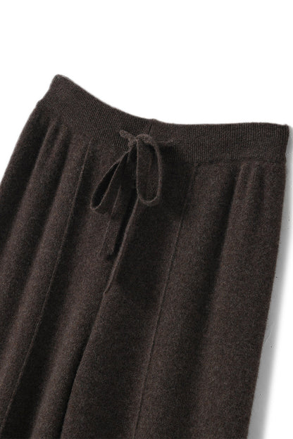 Drapierte, bodenlange Strick-Freizeithose