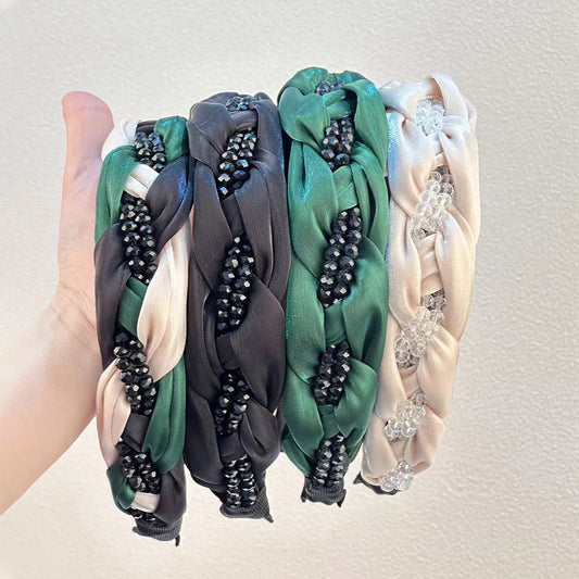 Gedrehtes Haarband mit Perlen, handgefertigtes Haarband