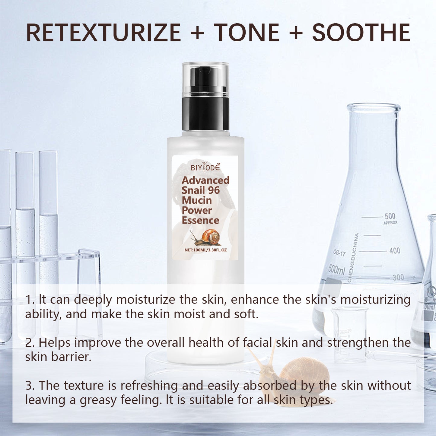 Bio-Schneckenschleim-Gesichtsserum (Eigenmarke) – Tiefenwirksame Feuchtigkeitspflege, Aufhellung, Hautregeneration und Vitamin C 