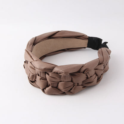 Wide Side Simplicity Woven Leather Headband Women's Leisure Street Shot Headdress