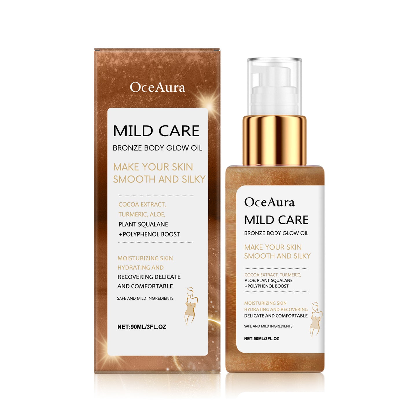 Bronzefarbenes, wasserfestes und feuchtigkeitsspendendes Massage-Körperöl