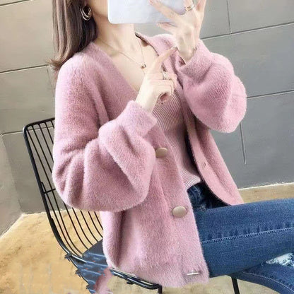 Fashionable Knitted Short Loose Outer Tops Women
