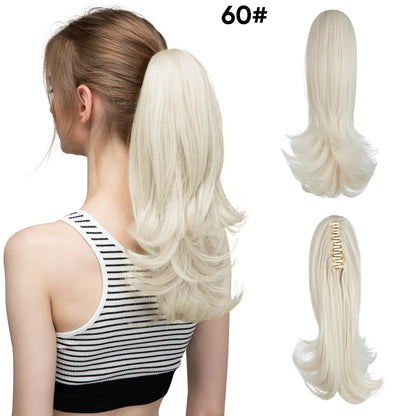 Seidenperücke für Damen, langes Haar, leicht gelockt, kurze Locken