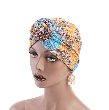 Ethnic wind swirl knotted turban hat