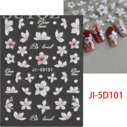 Kamelie 5D Relief Nagelsticker Stereo Ornament