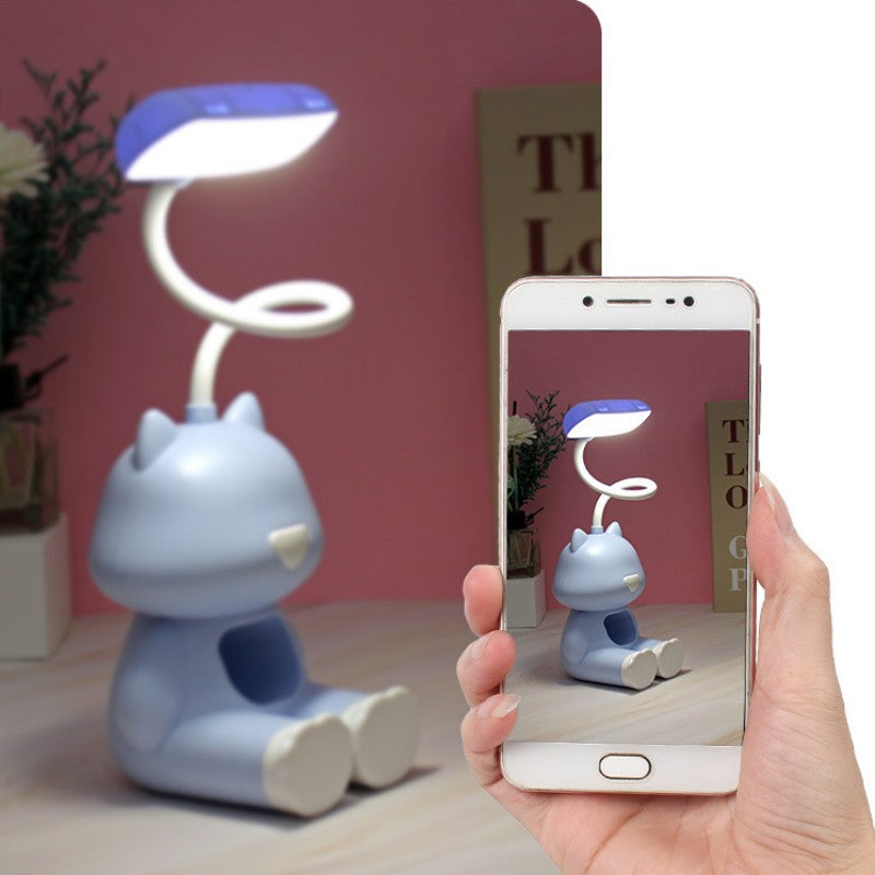 Cute Cat LED Charging Table Lamp Cartoon Desktop Storage Mobile Phone Holder Small Night Lamp USB Rechargeable Light