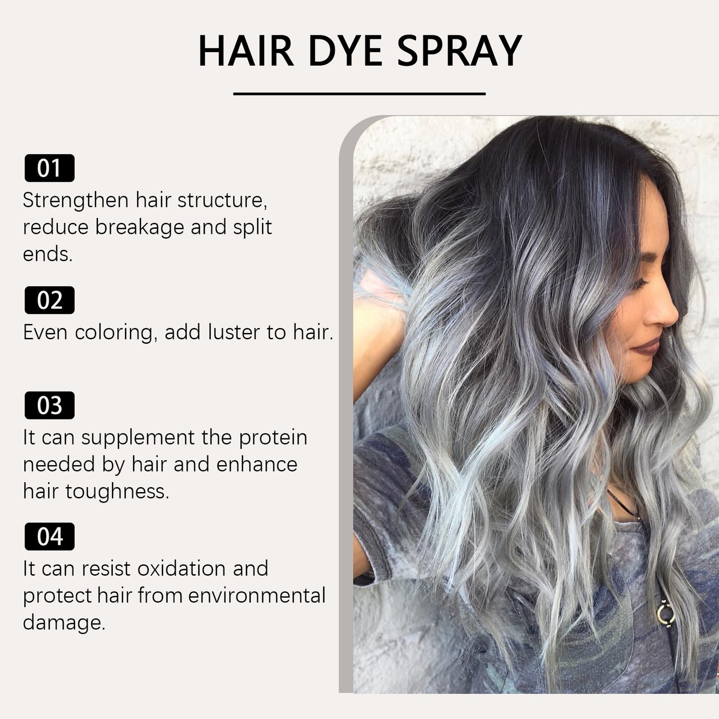 Natürliche, milde Haarfarbe, modische Haarfarbe, Friseurprodukt