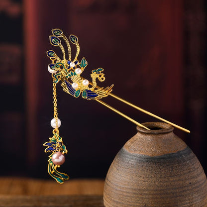 Phönix-U-förmige Haarnadel, antikes Haarknoten-Haarornament, Hanfu