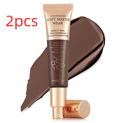 Langanhaltende Concealer-Foundation für ölige Haut, die sich nicht in Fältchen absetzt.