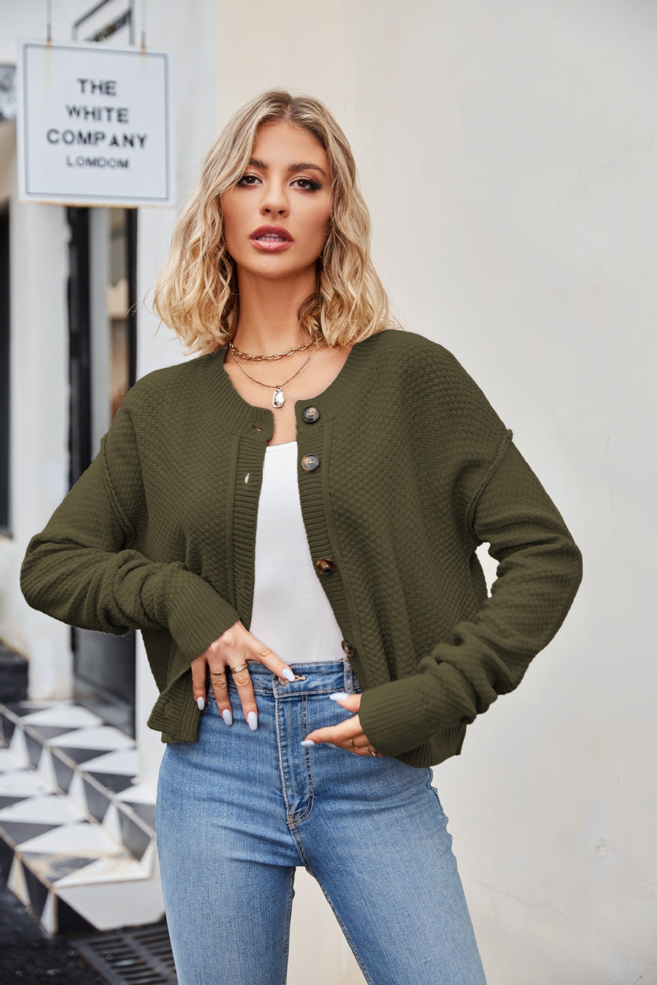 Strickjacken für Damen, Herbst und Winter, Strickjacke mit einem Knopf, ideal für Pendler,