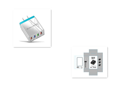 USB-Ladegerät Quick Charge 3.0 4-fach Adapter für Tablets, tragbares Wandladegerät, Schnellladegerät