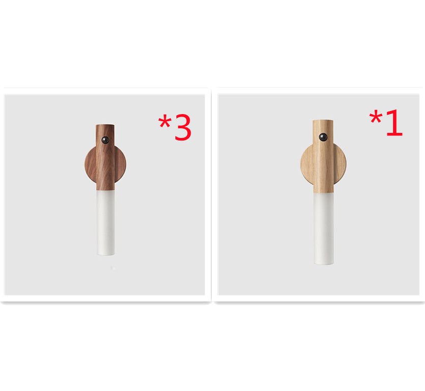 Automatische LED-USB-Magnet-Holz-Nachtleuchte, kabellos, für Flure, Veranda, Veranda, Wand- und Schrankbeleuchtung mit PIR-Bewegungsmelder