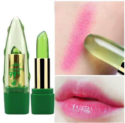 Aloe-Vera-Gel, farbverändernder Lippenstift, Gloss, Feuchtigkeitscreme, Anti-Austrocknung, Entsalzung, feinkörniger Lippenbalsam, Pflege