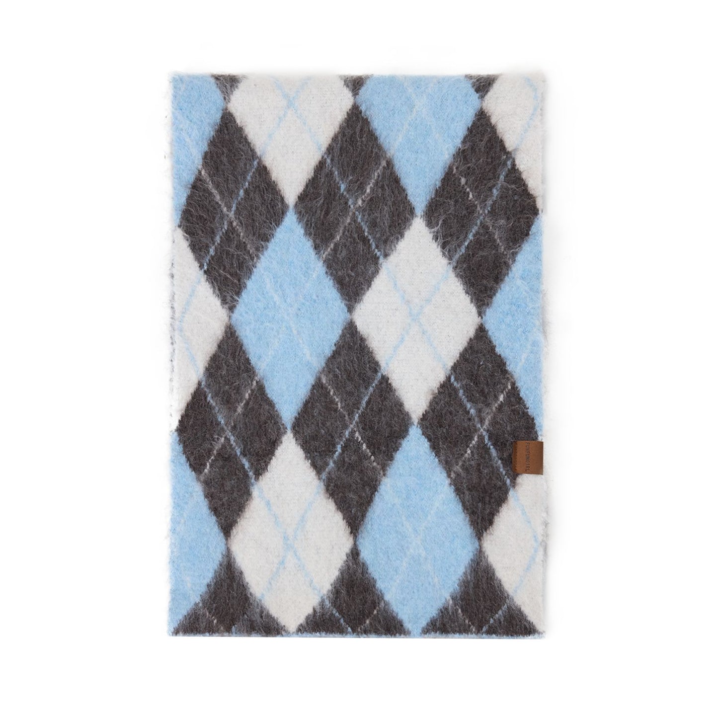 Diamond Pattern Retro Scarf With Wool Neck Warmer