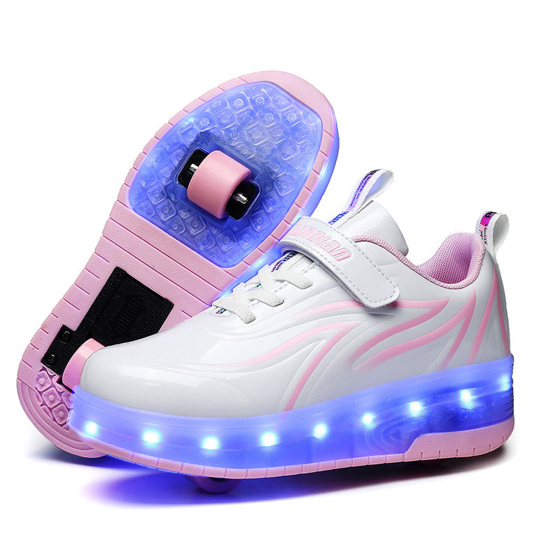 Children's Rechargeable Two-wheel LED Light-up Shoes