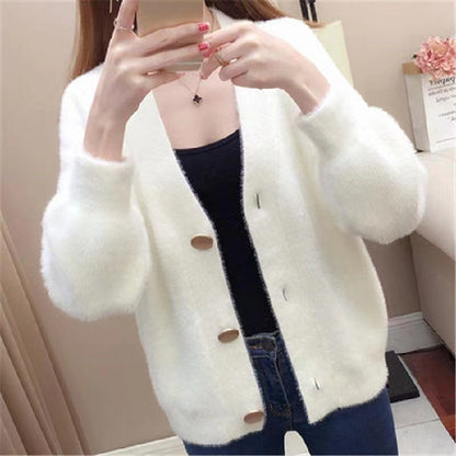 Fashionable Knitted Short Loose Outer Tops Women