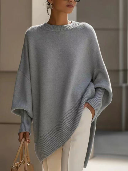 Dicker, lockerer Damen-Strickpullover mit Rundhalsausschnitt, vielseitig kombinierbar