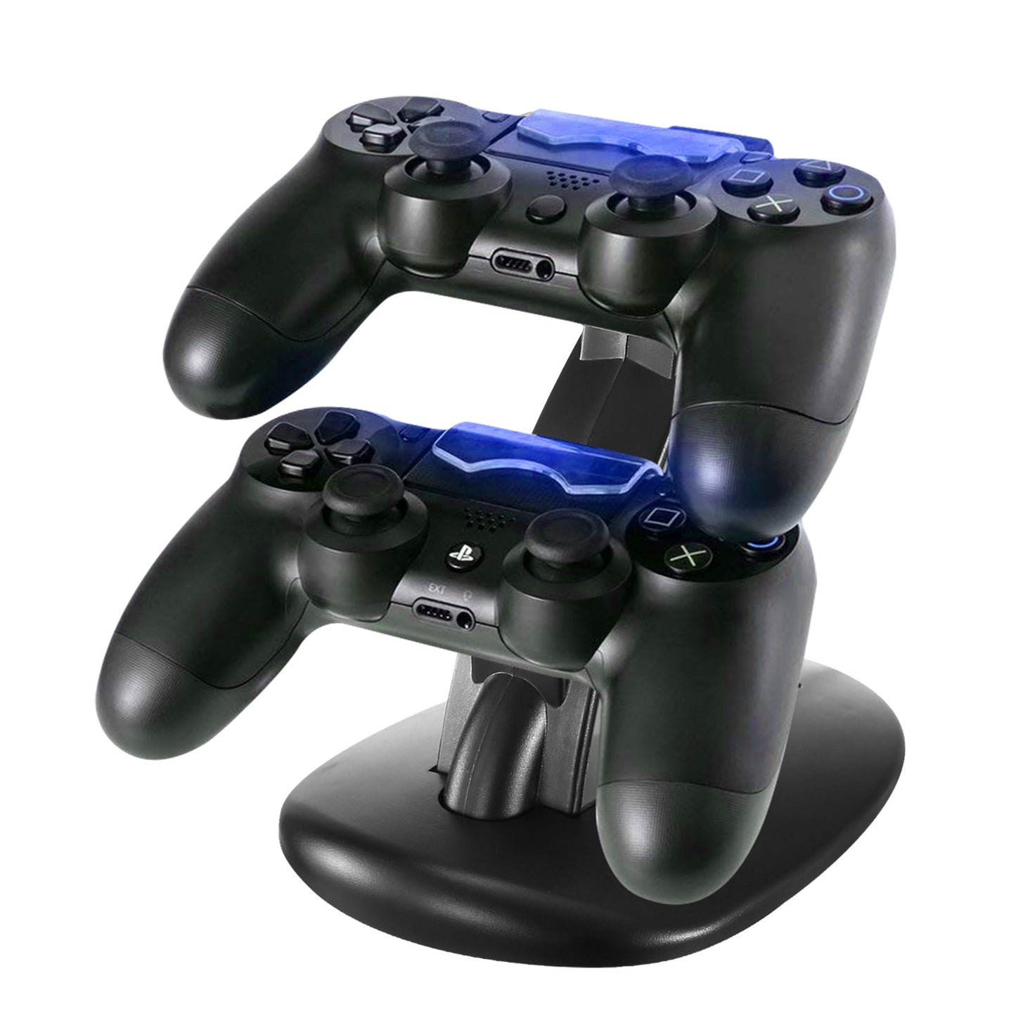 Ladestation mit zwei Micro-USB-Ladeanschlüssen für PS4 Pro und PS4 Slim Gamepad-Controller mit blauer Anzeige – ideal für Spielefans