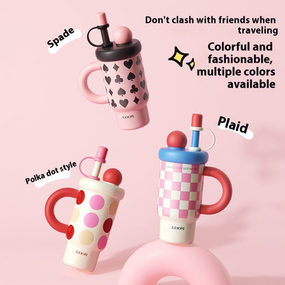 A Fashionable Woman With An Ice-free Insulated Cup