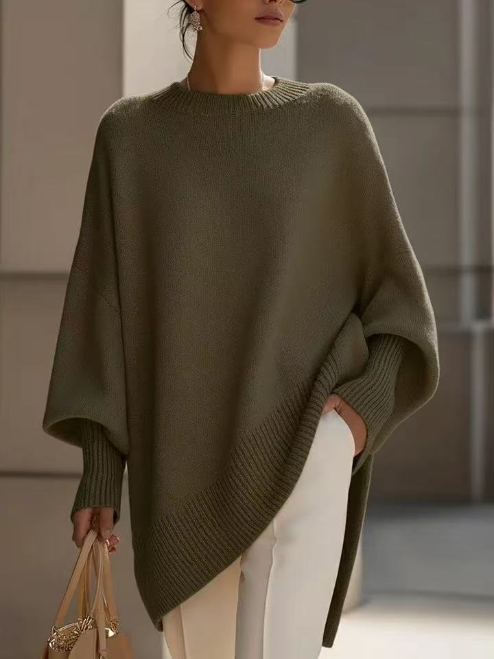 Dicker, lockerer Damen-Strickpullover mit Rundhalsausschnitt, vielseitig kombinierbar