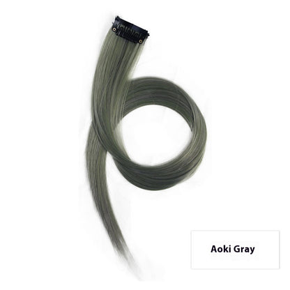 Buntes Haar, hängende Ohren, gefärbte Perücke, Haarverlängerung, farbige Streifen, angesagte Farben