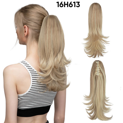 Seidenperücke für Damen, langes Haar, leicht gelockt, kurze Locken