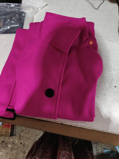 Neuer Wollmantel für Damen, Herbst/Winter, Slim Fit, Cardigan, Größe L, Langarm, Einreiher, Stehkragen