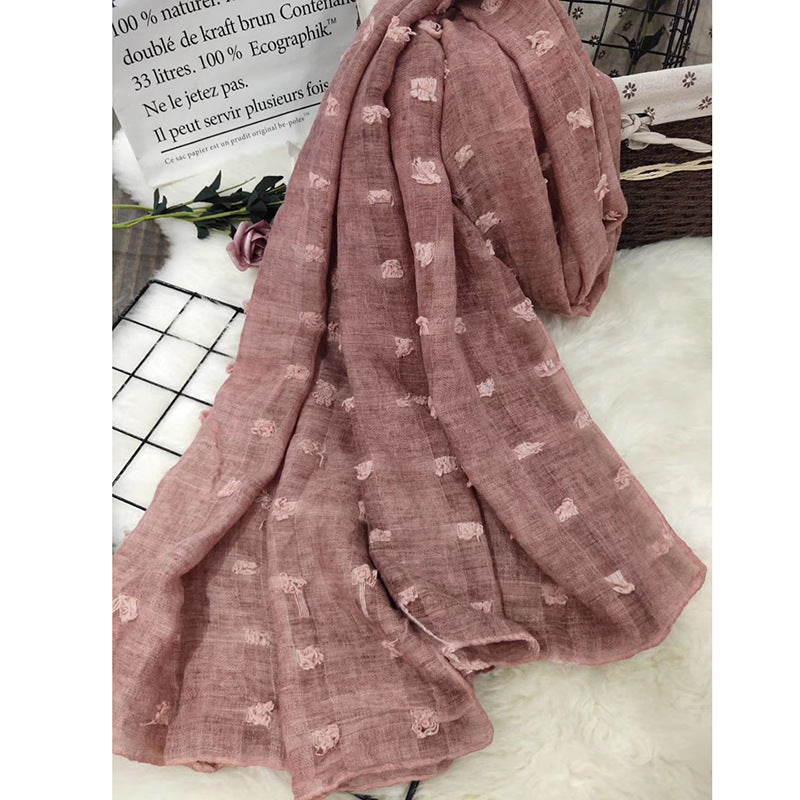 Tie Dye Cotton Linen Ball Scarf Ladies Muslim
