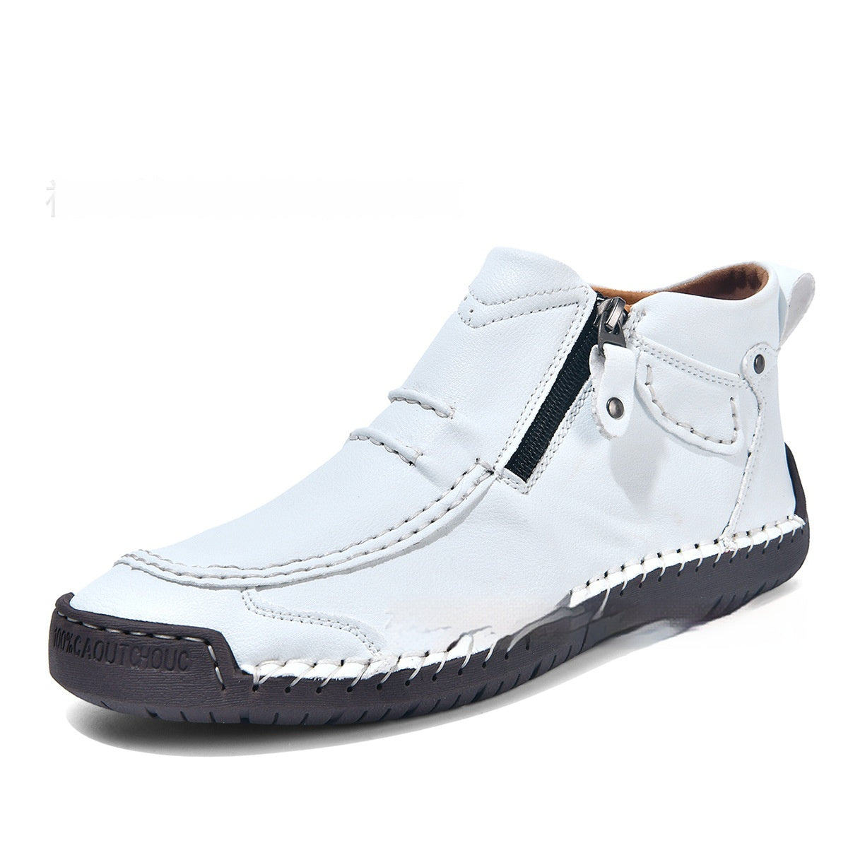 Herren-Flats, Stiefeletten, modisch, lässig, mit seitlichem Reißverschluss, elegante Pendlerschuhe