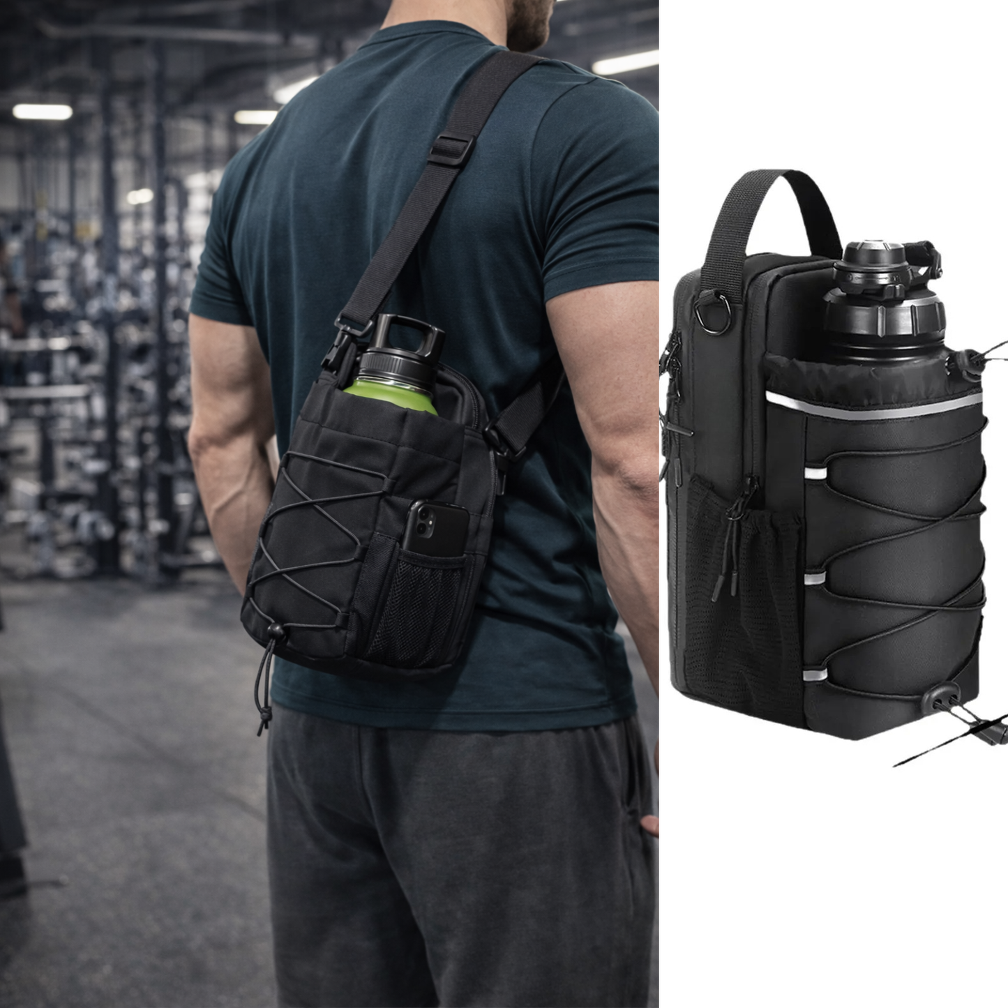 Magnetische Fitness-Kettle-Tasche, Umhängetasche, magnetische Sporttasche für Damen und Herren, Flaschenhalter mit magnetischer Befestigung
