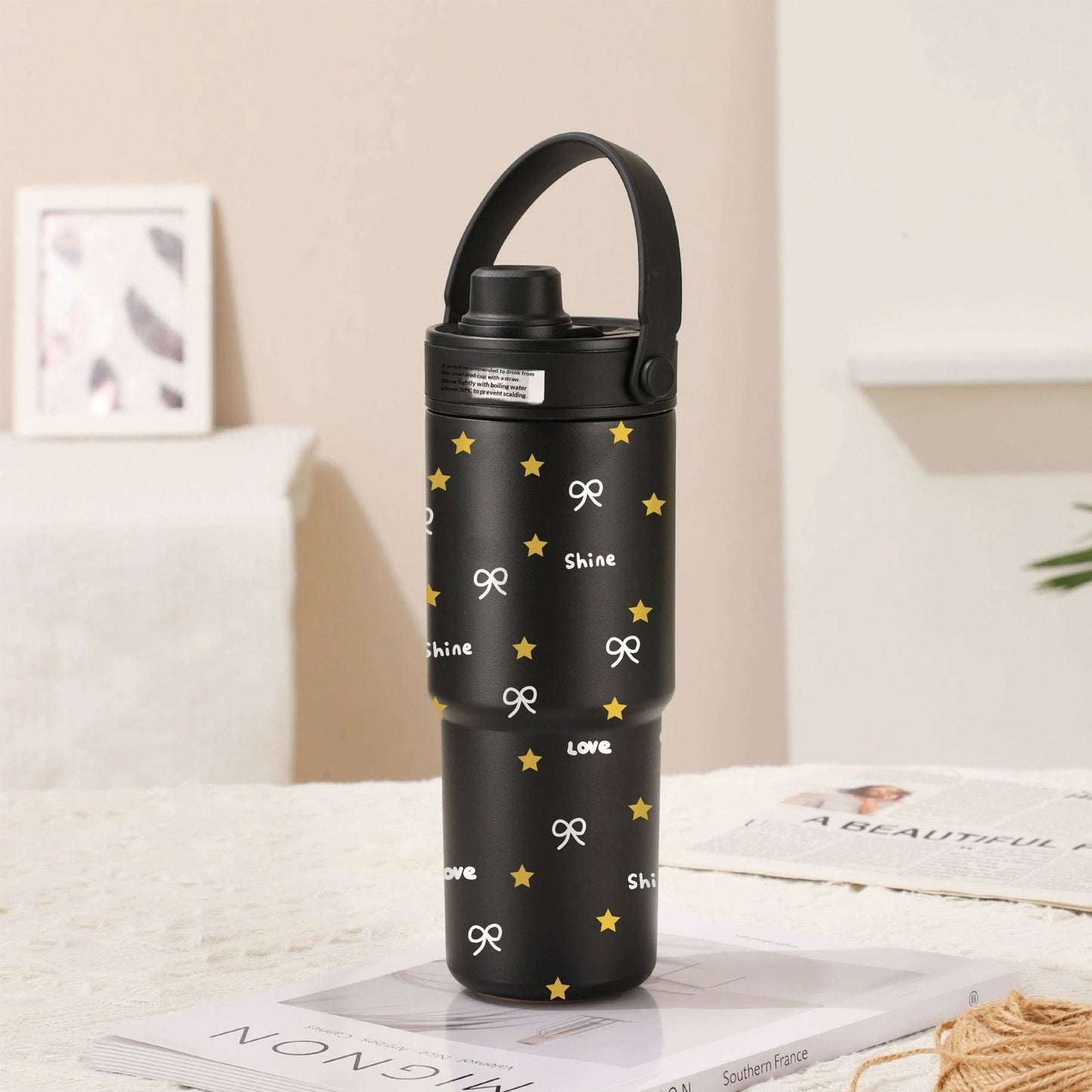 Ceramic Inner Liner Insulated Large Capacity Hand-held Straw Cup
