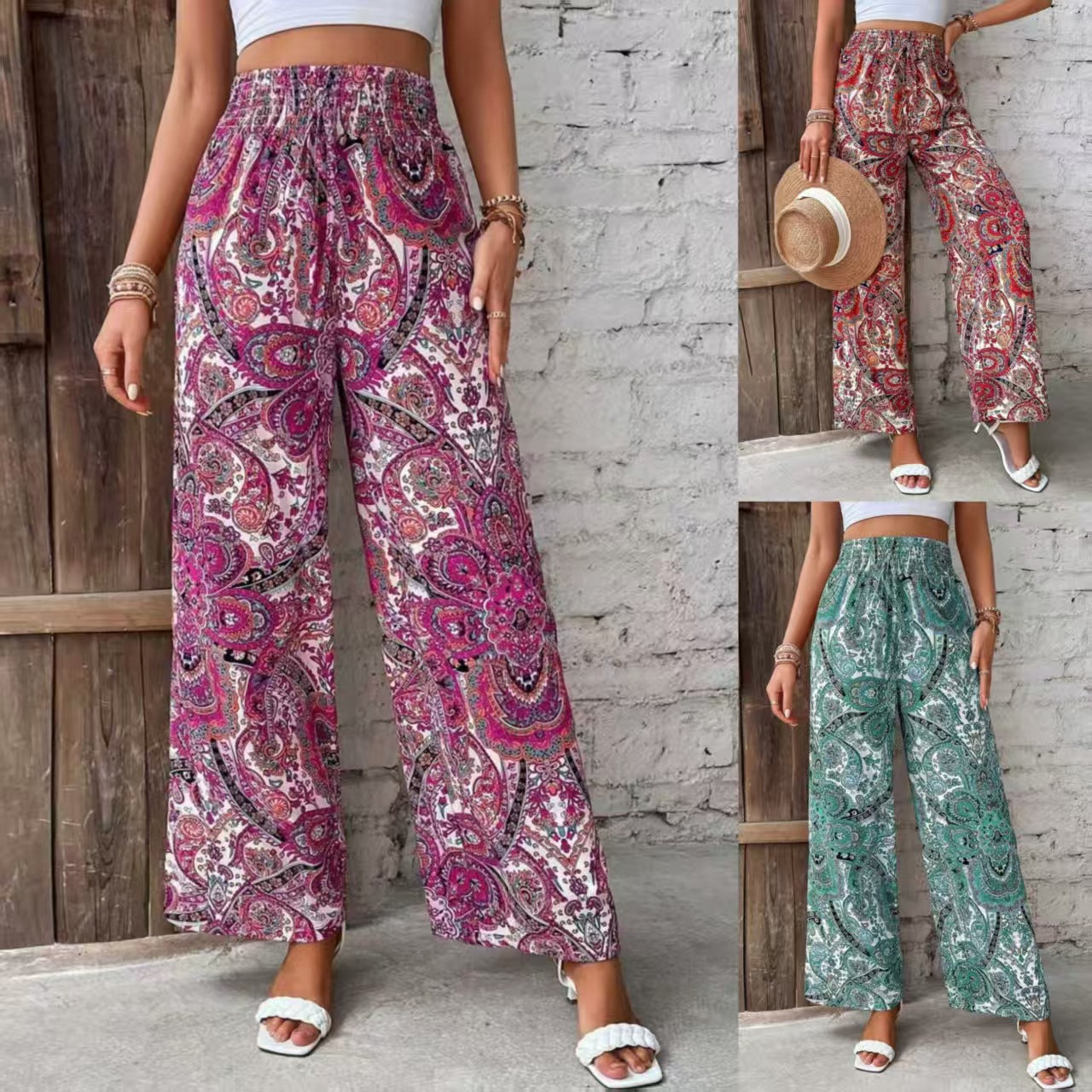 Retro Casual Pants High-waisted Trousers Women