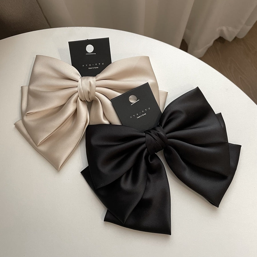 Women's Solid Color Drape Satin Bow Barrettes
