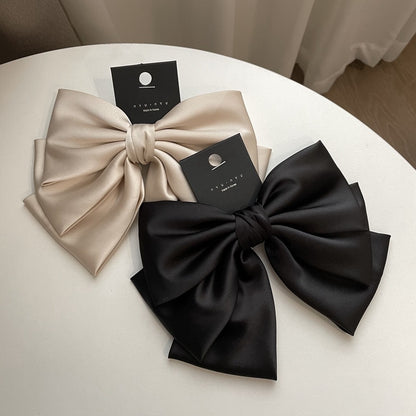 Women's Solid Color Drape Satin Bow Barrettes