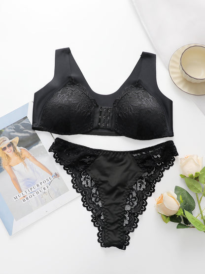Damen-Dessous-Set, Frontverschluss, bequemer Push-up-BH für Damen 