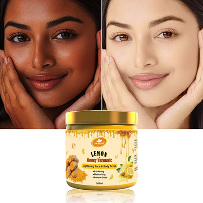 Körperpeeling mit Zitrone, Honig und Kurkuma – Aufhellende Gesichts- und Körperpflege (500 ml) 